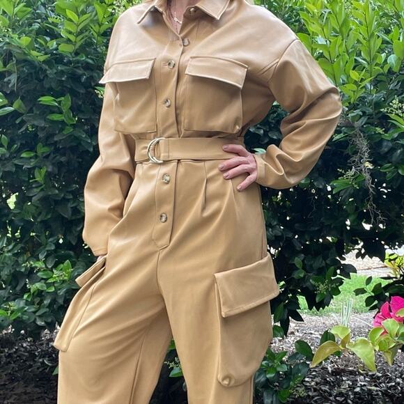 NWT The Frankie Shop ‘Linda Leather’ jumpsuit - Picture 1 of 12